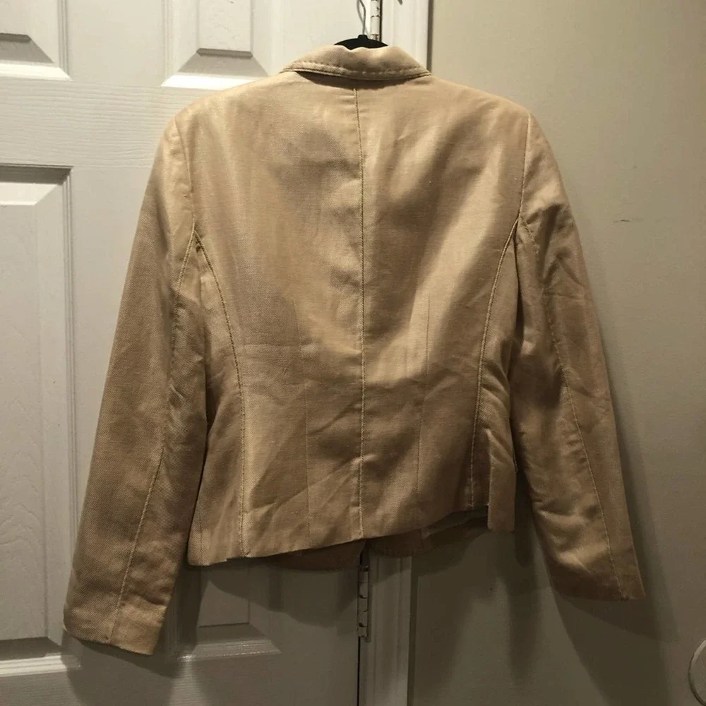 STRENESSE Gabriele Strehle Tan Linen Silk Blazer 8 - Picture 4 of 11